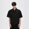 Chamarra Camisa de Manga Corta con Doble Cremallera Clenafit Transfronteriza para Hombre Verano Marca de Moda Americana Simple Holgada Hombreras Cortas