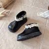 Botines con Adorno de Encaje para Niña 2026 Otoño/Invierno Botas de Algodón con Felpa Estilo Coreano Botas de Princesa para Niños Botas Martin para Bebé