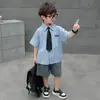 Conjunto de Camisa de Manga Corta de Verano para Niños 2026 Nuevo Estilo Ropa de Desempeño para Graduación de Jardín de Infantes para Niños Bebé Camisa Corbata