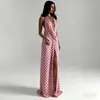 Moda Femenina Verano 2026 Nuevo Europeo y Americano Sexy Cuello en V Profundo Espalda Descubierta Estampado de Lunares Bodycon Vestido con Abertura