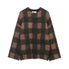 Venta al por mayor de Ropa para Mujer Transfronteriza 2025 Otoño Nuevo Estilo Europeo y Americano Suelta Casual de Punto a Cuadros Chaqueta