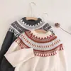 Suéter de alta qualidade para crianças, 100% lã pura, série Fair Isle para meninas, suéter básico de malha grossa para meninos e meninas