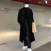 Nuevo Abrigo de Lana de Invierno para Hombre de Longitud Media por Encima de la Rodilla Abrigo de Lana de Gama Alta Engrosado Estilo Coreano Holgado Gabardina Ropa de Abrigo para Hombre