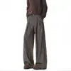 Pantalones de pata de gallo estilo Old Money con corte A para hombre, Chaleco acolchado de pareja para primavera y otoño, Pantalones casuales plisados de alta costura retro con caída