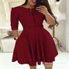 Transfronterizo 2018 otoño e invierno Amazon AliExpress Brasil nuevo vestido de manga larga con cremallera en la cintura para mujer cintura