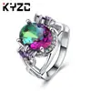 Fabricantes de Suministro Transfronterizo Venden Directamente Anillos Europeos y Americanos Nuevos, Anillos de Diamante de Cobre Fino con Circonia de Colores de Moda y de Alta Gama