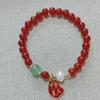 Pulseira de Cristal de Ágata Vermelha Estilo Coreano Ins Círculo Único Pérola de Água Doce Feminina Cristal Rosa Aventurina Verde Pulseira Joias