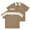 Camisa de Cuadros de Algodón Oversize Patchwork Retro Japonés Savagebase Verano Casual Manga Corta Camisa de Pareja