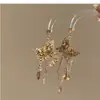 Nuevos Pendientes de Mariposa de Cristal Estilo Maillard 2025 Moda Nicho Lujo Ligero Gama Alta Pendientes con Borlas de Gota de Agua para Mujer