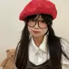 Boina Roja de Lunares Estilo Dongdaemun para Mujer, Sombrero Cálido de Otoño e Invierno, Edición de Año Nuevo, Ilumina el Cutis, Hace que el Rostro Parezca Más Pequeño, Sombrero de Artista Versátil