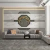 Papel tapiz de pared de fondo de TV de ginkgo geométrico moderno mural de modelado tridimensional pegatina de pared de sofá de sala de estar de mármol de lujo ligero