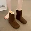 Algodón Botas Nuevas Otoño Invierno Sencillas Cubre Botas de Nieve Retro Gamuza Suela Plana 2026 Punta Redonda Bota de Media Caña Casual para Mujer