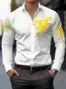Camisa Masculina de Manga Longa para Comércio Exterior 2026 Novo Estilo Amazon Masculina Europeia Estampa Floral Gola Lapela Manga Longa