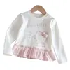 Camiseta de Manga Longa de Primavera para Meninas 2026 Nova Primavera e Outono Estampa de Desenho Camiseta Básica Top Fofo e Doce para Meninas Tendência