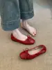 Primeiro Encontro Jifa Sapato Mary Jane com Laço Francês Feminino 2026 Outono Novo Bico Quadrado Baixo Slip-on Sapato de Vovó