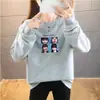 Suministro Transfronterizo 2025 Sudadera Delgada Estilo Coreano para Mujer, Nuevo Top Estampado de Primavera y Otoño, Camiseta Básica Casual con Cuello Redondo para Mujer