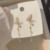 Pendientes de Plata de Ley S925 con Perla y Mariposa de Verano para Mujer, Pendientes Largos con Flecos de Alto Sentido, Set de Cobre, Pendientes de Circonita, Venta al por Mayor