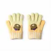 Nuevos Guantes de Punto Cálidos de Otoño Invierno para Niños, Lindos, Oso de Dibujos Animados, Cinco Dedos, Dedos Divididos, Niños Niñas, Lana Engrosada