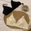 Sutiã Kbra Milk Satin Não Magnético Decote V Profundo Francês Íntimos Femininos Alças Finas Triângulo Sem Costura Peito Pequeno Sem Aro