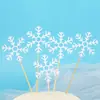 Bolo de Natal Mori Decorativo Transparente Cristal Veado Boneco Gelo Neve Frutas Brancas Guirlanda Cartão Inserido