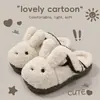 Chinelos de Algodão Macios Fofos de Coelhinho para Mulheres 2026 Outono/Inverno Novo Estilo Série Curativa Sapatos Peludos Versáteis Usáveis Fofos