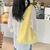 Bolsa de Hombro de Cuadros Huecos Estilo Universitario Nuevo de Verano, Bolso Fresco y Dulce para Mujer, Bolso de Tela Casual de Gran Capacidad