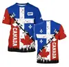 2026 Moda Nova Camiseta do Canadá Masculina Harajuku Street Fashion Camiseta Estampa 3D Folha de Bordo Padrão de Veado Popular Manga Curta