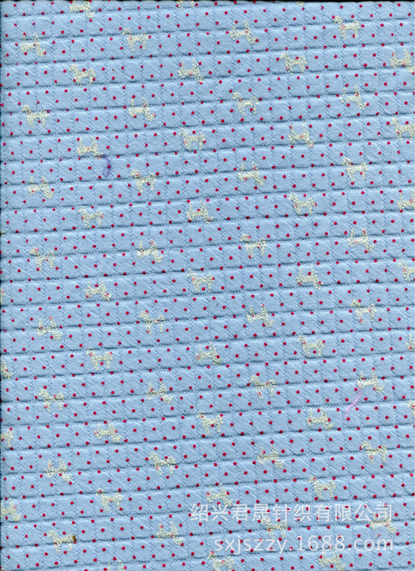 JS-KXM-0013小方格浅兰底印梅红点黑马807