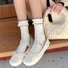 Calcetines de encaje blanco para niños, de tubo medio, bonitos calcetines de rayas japonesas de lolita, calcetines de algodón JK, primavera y verano, puro deseo