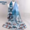 Fonte de origem primavera novo lenço floral pequeno bicolor europeu e americano de fio Bali estampado lenço longo feminino