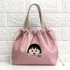 Linda bolsa de mano de dibujos animados para el trabajo, bolsa de lona tipo cubo, bolsa para mamá con forma de corazón estilo coreano, bolsa para el almuerzo, impermeable