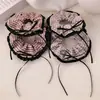 Encaje Encaje Cuadros Anillo para el Cabello Intestino Grueso Estilo Coreano Rayas de Amor Cuerda para el Cabello Versátil Lazo Negro Tendón de Cuero Accesorios para el Cabello para Mujeres