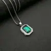 Explosões Transfronteiriças Europeias e Americanas Hip-hop HIPHOP Joias Aço Titânio Banhado a Ouro Diamante Pingente Retangular de Pedra Preciosa