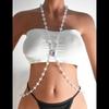 Sujetador sexy con tiras de diamantes grandes de cristal, ropa de actuación escénica, accesorios para el pecho, cadena brillante para el pecho, cadena corporal, joyería