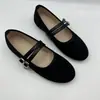 E-commerce Transfronteiriço 2026 Primavera/Outono Novos Sapatos Mary Jane de Camurça Femininos Bico Redondo Solado Plano Tiras Duplas de Fivela Sapatos Individuais Versáteis Retrô