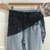 Lenço Triangular Geométrico Floral de Renda em Camadas Estilo Coreano, Cinto de Cintura, Cobre o Corpo, Emagrecimento, Moda para Mulheres