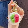 Llavero de Pastel de Colores Tejido a Crochet con Hilo Original Lindo Dibujo Animado Macarrón Pareja Bolso Colgante de Peluche Regalo