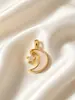 Colgante Esmaltado Retro Estrella Luna Sol Resistente al Color Oro de 18K Goteo de Aceite Incrustado con Pedrería Colgante Redondo Accesorios para Joyería de Collar DIY