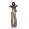 Calça casual larga de cordão nova de outono na cor laranja para mulheres, corte solto, modeladora, versátil, comprimento total