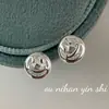 Pendientes de Plata de Ley S925 Ounihan con Cara Sonriente, Pendientes Minimalistas Versátiles de Gama Alta Retro de Nicho de Instagram
