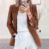 Cardigan de Veludo Cotelê Novo Europeu e Americano Transfronteiriço Temperamento Slim Fit Cor Sólida Casual Profissional Jaqueta de Terno Pequena