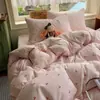 Juego de Cama Minimalista de Algodón Puro de Clase A de Cuatro Piezas, Adecuado para Dormir Directamente en la Cama, Funda de Edredón de Algodón para Dormitorio en Casa, Juego de Cama de Tres Piezas~