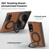 Aplicable para Samsung Galaxy Z Fold 8 Funda de Teléfono de Carga Inalámbrica Magnética Soporte con Hebilla de Anillo para Dedo Rotación 360 grados Funda de Cuero