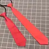 Corbata de trabajo profesional, color liso, cremallera de fácil extracción, hecha a mano, estilos para hombre y mujer, 8 cm, formal de negocios, rojo y negro