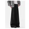 Calças casuais de cintura alta com drapeado, calças compridas, retrô, slim-fit, estilo britânico, calças de terno preto para negócios para homens, estilo primavera e outono, tendência japonesa