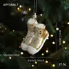 Novos Enfeites Pendentes Plásticos Brilhantes com Glitter Dourado Estilo Ins, Pingentes Coloridos de Desenho Animado, Decorações para Janela de Árvore de Natal