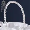Cesta de Flores em Forma de Laço Estilo Ocidental Transfronteiriça para Daminha de Casamento Pérola Criativa Romântica Espalhadora de Flores Cesta de Casamento com Renda Presente Feito à Mão