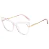 Nuevo Marco de Gafas con Patas de Resorte Metálicas Estilo Europeo y Americano Ojo de Gato Marco TR9105 Radiación Anti-computadora Gafas para Mujer