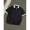 Camisa Polo de Manga Corta para Hombre con Diseño de Patchwork a Cuadros Falso de Dos Piezas, Fresca y de Alta Gama, Top Camiseta Holgada Versátil para el Día a Día