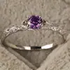 Nuevo Artículo Más Vendido en Amazon Anillo de Lujo Ligero de Amatista y Circonita para Mujer Anillo de Piedra Preciosa Simple y Moderno Europeo y Americano